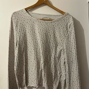 Aeropostale Cream Patterned Long Sleeve Tee